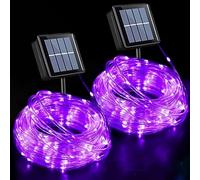 KISUFU Solar Powered String Lights Outdoor 100LED 12M Garden Lights IP65 Waterproof 8 Modes PVC Rainbow Tube Copper Wire Light String for Patio,Yard,Party