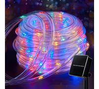 KISUFU Solar Powered String Lights Outdoor 50LED 7M Garden Lights IP65 Waterproof 8 Modes PVC Rainbow Tube Copper Wire Light String for Patio,Yard,Party
