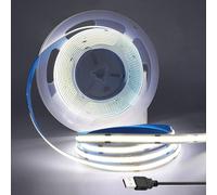 KISUFU USB LED Strip Lights, 5V 320Leds/m Strip Light TV Backlights for Bedroom, Kitchen, DIY Indoor Decoration, Decor Super Bright LED Rope Lights (1m, White)