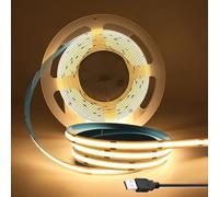 KISUFU USB LED Strip Lights, 5V 320Leds/m Strip Light TV Backlights for Bedroom, Kitchen, DIY Indoor Decoration, Decor Super Bright LED Rope Lights (2m, Warm White)