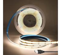 KISUFU USB LED Strip Lights, 5V 320Leds/m Strip Light TV Backlights for Bedroom, Kitchen, DIY Indoor Decoration, Decor Super Bright LED Rope Lights (4m, Natural White)