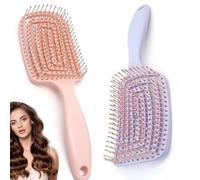KISUOMAOYI Detangle Hair Brush,Curved Vent Brush and Hair Detangler, Easy Detangling Vented Hair Styling Comb Salon for Long Thick Curly Straight Dry Wet Hair,Styling Hair Brush (Pink+Purple)