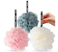 KISUOMAOYI Loofah Shower Puff 3Pcs - Ultra Soft Mesh Bath Sponges for Adults Exfoliating, Scrubbing and Cleaning - Body Scrubbers for Use in Shower