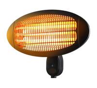 Kiswa Collection 2KW Electric Patio Heater - Wall Ceiling Mounted Outdoor Heater - Waterproof IPX4 Rated - Black Electric Warmer for Garden, Patio, Balcony