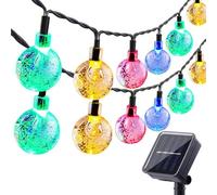 Kiswa collection 50 LED Solar String Lights Crystal Ball Design 8 Modes Waterproof Outdoor/Indoor Lights for Garden, Patio, Party Decoration Multi-Coloured (Pack of 2 Multicolor)