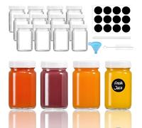 Kiswleon 12-Pack Glass Shot Bottles with Lids 12-2oz,Small Ginger Bottle with Funnels Labels,Small Glass Bottles with Lids for Ginger Shots Juice Alcohol Oil Sauces
