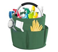 Kiswleon 17L Cleaning Caddy With Handle, Cleaning Basket Organiser, Foldable Cleaning Caddy for Space Saving, Cleaning Bucket Organiser for Cleaning Products Organiser,Easy to Clean and Carry(Green)