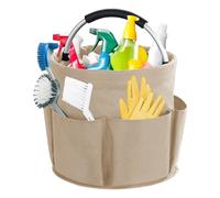 Kiswleon 17L Cleaning Caddy With Handle, Cleaning Basket Organiser, Foldable Cleaning Caddy for Space Saving, Cleaning Bucket Organiser for Cleaning Products Organiser,Easy to Clean and Carry(Khaki)