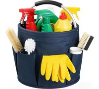 Kiswleon 17L Cleaning Caddy With Handle, Cleaning Basket Organiser, Foldable Cleaning Caddy for Space Saving, Cleaning Bucket Organiser for Cleaning Products Organiser,Easy to Clean (Navy Blue)