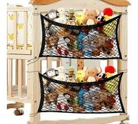 Kiswleon 2 Pack Teddy Hammock Toy Storage Net,Black Toy Hammock for Stuffed Animals,Teddy Bear Storage with Elastic Cord for Stuffed Animal,Teddies,Toys