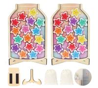 Kiswleon 2 PCS Reward Jar with 56 Star Tokens,Star Chart and Reward Jars for Children Behaviour,Behaviour Charts for Children,Potty Training Toilet Training,Chores Chart for Kids Toddler