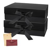 Kiswleon 2PCS Magnetic Gift Box with Ribbon,Extra Large Gift Boxes,Foldable Gift Box with Lids,Gift Boxes for Presents for Wedding Birthday Anniversary Festival Gifts