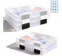 Kiswleon A4 Storage Box 6 Pack,Plastic Clear Box Files A4 with Lids,Portable Paper Storage with Buckle,Waterproof Stackable Document Boxes for File,Paper,Document,Craft,Paperwork
