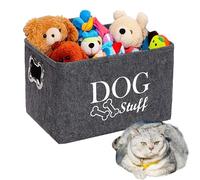 Kiswleon Dog Toy Box,Felt Stuff Storage Baskets with Designed Metal Handle,Foldable Cat Toy Box,Dog Toy Basket with Handle,Storage Bins for Pet Toys,Clothes,Accessory