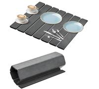 Kiswleon Stone Drying Mat Kitchen Foldable,Non-Slip 40*30 cm Stone Bath Mat Quick Dry,Reusable Diatomite Drying Pad with Non Slip Mats for Bathroom Counter,Grey