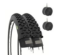 Ecovelò Pair of Children's MTB Tyres 24" x 1.95 (50-507) + Inner Tubes, Black
