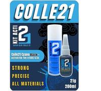 KIT ACTI BLACK Super Glue Colle21 - Black Cyanoacrylate Glue + 200ml Activator Spray - Powerful, Precise & Instant Bonding for Modeling & DIY
