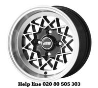 Kit car 6x12 4-101.6 PCD Rally Specials Alloy Wheels x 4 / Black Hi-Lite (NEW)