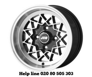 Kit car 6x12 4-101.6 PCD Rally Specials Alloy Wheels x 4 / Black Hi-Lite (NEW)