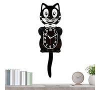 Kit-Cat Clock - Acrylic Cat Clock With Moving Tail | Black With Chrome Bow Tie, Classic Moving Eyes And Tail | Room Decor For Birthday Christmas Housewarming Bedroom Kitchen Home Office
