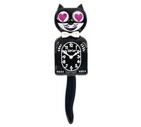 Kit Cat Klock Classic Black with Magenta Heart Eyes - Iconic Cat Clock with Moving Heart Eyes and Tail, Battery Operated Wall Clock, Made in USA, Perfect for Home Decor, Mid-Century Modern Clock
