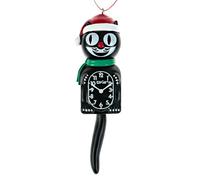 Kit Cat Klock Kit Cat Clock Santa Decorative Christmas Ornament, Black (5-Inches Tall) - Classic Kit-Cat Klock with Green Scarf & Red Hat - Perfect Addition to Christmas Trees & Holiday Decorations