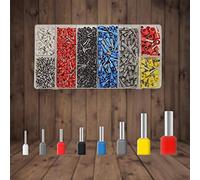 KIT Conectores eléctricos 1200 piezas, Puntas de crimpado, Terminales de cable tamaño 0.25-10mm², Terminales eléctricos de PVC, Conectores para prensar los extremos de los cables