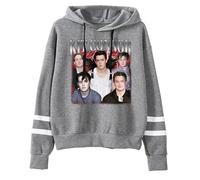 Kit Connor Vintage 90s Hoodies Pocketless Parallel Bars Sleeve Sweatshirt Woman Man Clothes (Gray,L)