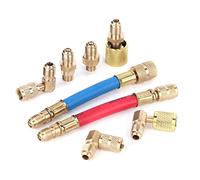 Kit de adaptador de conector de refrigeración de aire acondicionado, juego de 8 piezas, mangueras adaptadoras R134A R12, montaje fácil de cobre para sistemas de aire acondicionado
