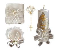 Kit de Bautizo, Baptism Christening Kit, Catholic Handmade kit with Towel, Rosary, Baptism Candle and Baptism Shell, kit de bautizo con Toalla, Concha y Rosario, White Baptism Favor