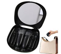 Kit De Cepillo De Maquillaje - Kits Herramientas Maquillajes 6 Pieces | Abdominales Suministro Cosmético Portátil Con Almacenamiento Forma Gato Espejo Para Viajes Viajes Viaj Negocios Viaje