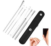 Kit de nettoyage des oreilles - 6 pieces net toyant pour cérumen en acier inoxydable with sac de range en PU | Élimination du cérumen, outil de nettoyage des oreilles pour adults et ,