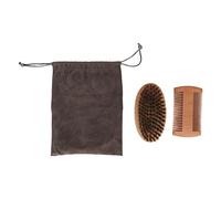 Kit de peine y cepillo para barba, peine de madera de doble cara, cepillo para dar forma al peinado, kit de aseo para hombres, accesorios de aseo para viajes