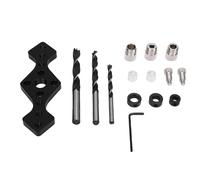 Kit de plantilla para pasadores Guía de perforación de orificio Recto autocentrante Herramienta Profesional para trabajar la Madera con 3 brocas 7 accesorios Aleación de aluminio