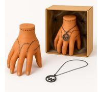 Kit Hand Style "The Thing" + Gothic Necklace with Letter W | Inspired by the Daughter of the Addams Family | Gothic Gift, Cosplay and Dark Decoration