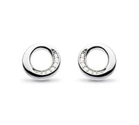 Kit Heath Bevel Cirque Pavé Stud Earrings - Sterling Silver, Sparkling Pavé Set Cubic Zirconia, Modern and Sophisticated Design, Ideal for Daily Wear or Special Occasions