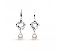 Kit Heath Bevel Trilogy Pearl Drop Earrings 5160FP - Bold Statement | - Sterling Silver / Rhodium Plated / Pearl / Zirconia