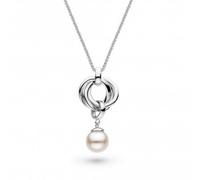 Kit Heath Bevel Trilogy Pearl Necklace 9160FP - Polished Quality | Acotis - Sterling Silver / Rhodium Plated / Freshwater Pearl