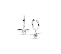 Kit Heath Blossom Flyte Honey Bee Rhodium Plated Hinged Hoop Drop Earrings | Acotis - Rhodium Plated / Sterling Silver
