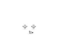 Kit Heath Blossom Flyte Honey Flower Glitz Zirconia Mini Stud Earrings | Acotis - Rhodium Plated / Sterling Silver