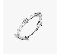 Kit Heath Blossom Flyte Honey Flower Rhodium Plated Narrow Band - Size L - Sterling Silver / Rhodium Plated