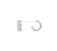 Kit Heath Blossom Flyte Honey Flower Rhodium Plated Chunky Semi Hoop Stud Earrings 40331RP - Sterling Silver / Rhodium Plated