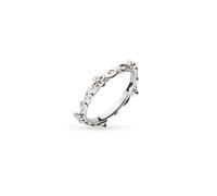 Kit Heath Blossom Flyte Honey Flower Rhodium Plated Narrow Band Ring 20330RP - Size P - Sterling Silver / Rhodium Plated