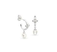 Kit Heath Blossom Flyte Honey Flower Zirconia Rhodium Plated Semi Hoop Stud Earrings 50333FPC - Sterling Silver / Rhodium Plated