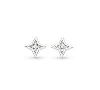 Kit Heath Céleste Astoria Starburst Pavé Stud Earrings - Sterling Silver & Rhodium Plate, Dazzling Pavé Cubic Zirconia, Art Deco-Inspired Sparkle.