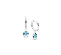 Kit Heath Coast Pebble Blue Blue Opal Rhodium Hinged Hoop Drop Earrings | Acotis - Rhodium Plated / Sterling Silver