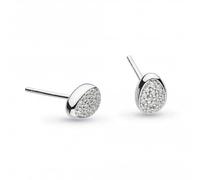 Kit Heath Coast Pebble Glisten Pavé Stud Earrings - Sterling Silver with Pavé Detailing, Organic Pebble Design, Perfect for Adding Subtle Sparkle to Your Look