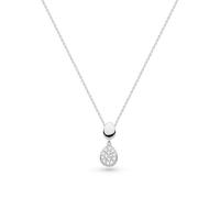 Kit Heath Coast Pebble Glisten Pavé Necklace - Sterling Silver & Rhodium Plate, Double-Link Pebble Design, Sparkling Pavé Cubic Zirconia.