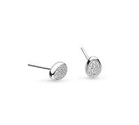 Kit Heath Coast Pebble Glisten Pavé Stud Earrings - Sterling Silver with Pavé Detailing, Organic Pebble Design, Perfect for Adding Subtle Sparkle to Your Look