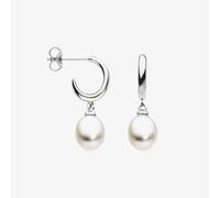 Kit Heath Coast Pebble Pearl Droplet Hoop Earrings 50183FP - Timeless - Sterling Silver / Rhodium Plated / Freshwater Pearl
